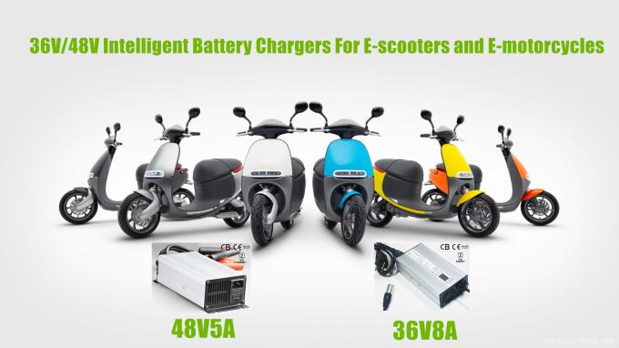 Pengisi Daya Baterai Pintar 8 Amps 36 Volt Cerdas Untuk Skuter Listrik Dan Sepeda Motor